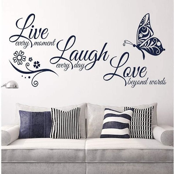 Live Love Laugh Set 3 Veggklistremer Motivasjonsklistremer for vegger Familie Inspirerende Veggklistremer med sitater (10,6x23 Svart)