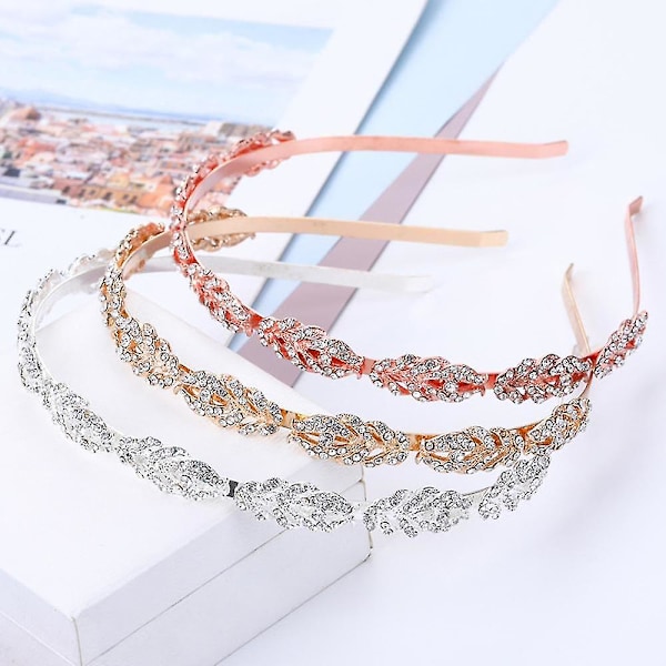Blomsterdesign Rhinestone Crystal Bryllups Hodebånd Brud Hodeplagg Enkelt Design Brud Hodebånd