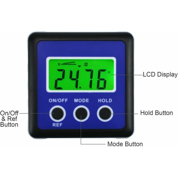 Gradskiva Digital LCD Digital Goniometer Case Lutningsmätare Vattentät gradskiva för mätning av vinklar i bilen, ladacea
