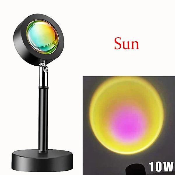 Solnedgangslampe farverig knap regnbue solnedgangsprojektor atmosfære led natlys boligindretning cafe bar solnedgang glorie lampe（10w sol）