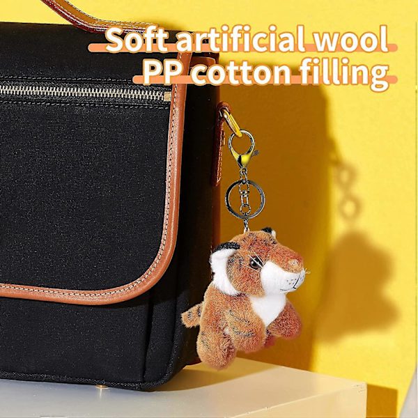 2 st Plush Nyckelring Fylld Djur Tiger Leksak Mjuk Djur Charm Nyckelring Söt Nyckelring för Barn Väska Handväska Ryggsäck