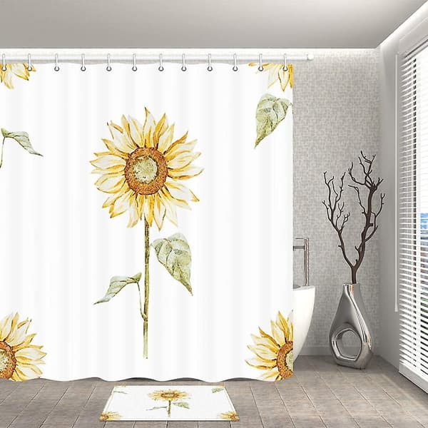 Solrosar Dekorativ Duschdraperi Höst Akvarell Gula Blommor