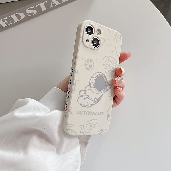 Sött skal till iPhone 13, Cool tecknad astronaut raket måne rymddesign Snygg mjuk TPU stötdämpande halkfri skyddande trendigt skal (iphone 1