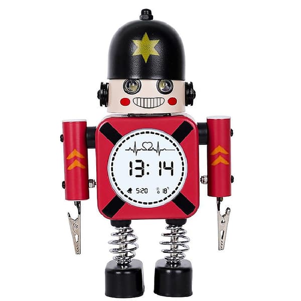 Led Elektronisk Robot Väckarklocka För Studenter Och Barn Kreativ Soldat Digital Väckarklocka（grön）