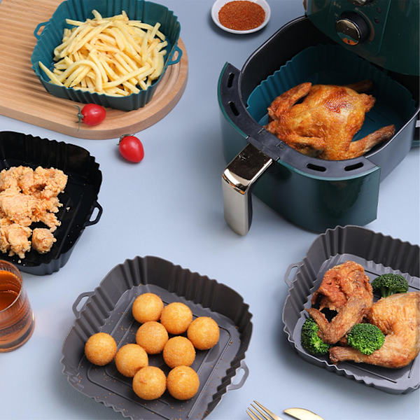 Airfryers ugns silikon bakplåt lätt att rengöra ugns bakplåt för Airfryer ugn mikrovågsugn（88G blå）