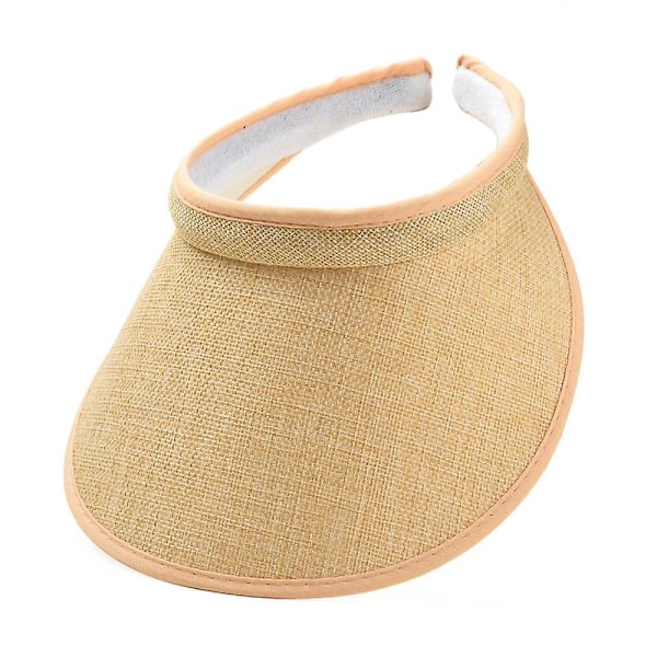 Retro solhat til kvinder, solhat til udendørs UV-beskyttelse, ridehat, strandhat, vakuum solhat, beige