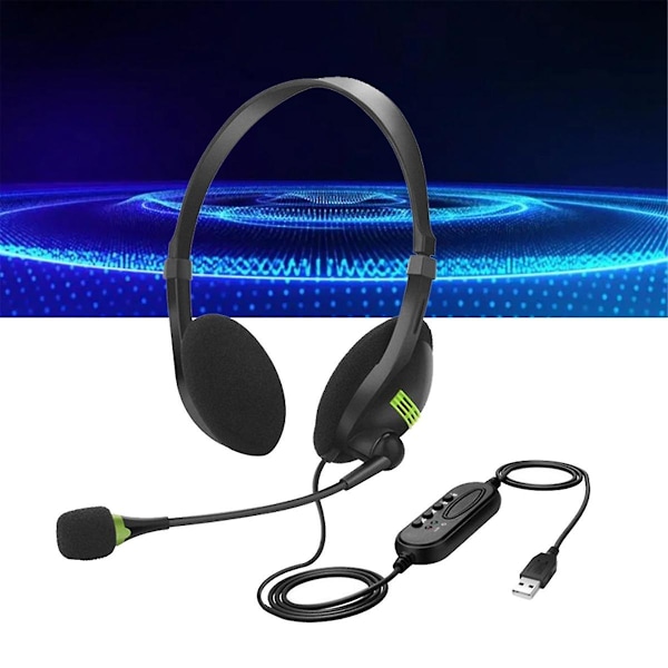 USB-kabelanslutet headset med brusreducerande mikrofon In-Control Business Comfort-hörlurar för chattprogramvara（Som visas）