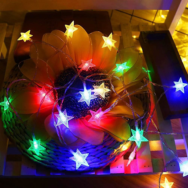100 LED 49 FT Stjärnformade ljusslingor, Plug In Fairy String Lights Vattentäta, Utbyggbara för inomhus, utomhus, bröllopsfest, julgran, nyår, Gar