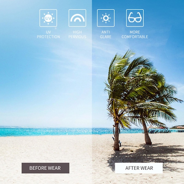 Elliptiske linse rammeløse solbriller skridsikre sommer lette strand solbriller til ferie rejse strandferie（Lilla tablet）