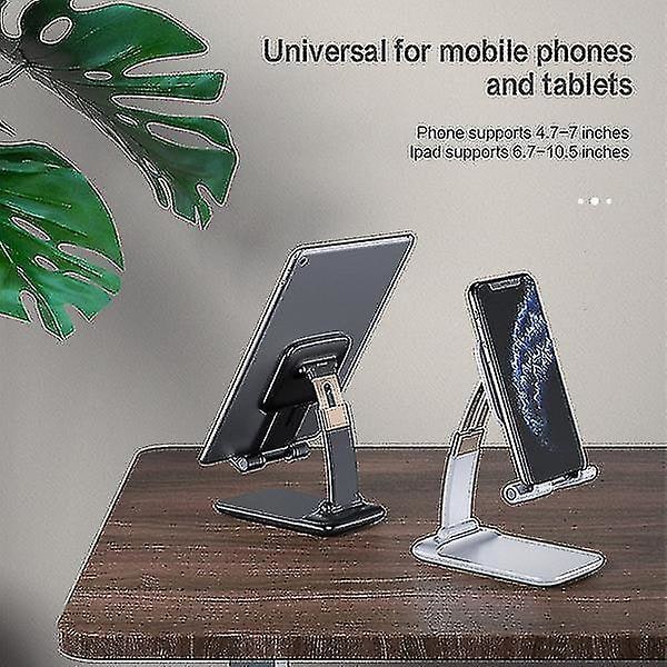 Universell justerbar metalltelefonholder, sammenleggbar mobiltelefonbrakett, nettbrett-telefonholderstativ for iPad-nettbrett-telefon