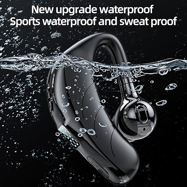 Bluetooth 5.2-headset trådlöst affärsheadset med öronkrok, LED-display, handsfree-telefonheadset för bil med mikrofon, headset för körning och möten