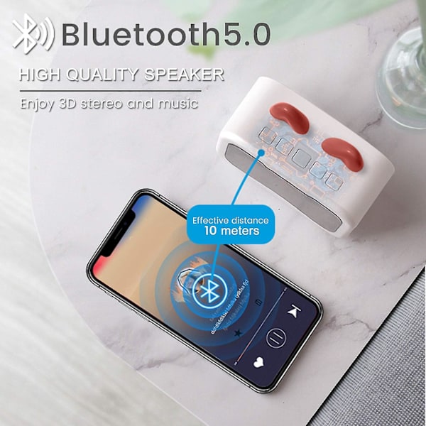 Klokke Bluetooth-høyttaler Speil Kreativ Bærbar Vekkerklokke Mini Audio Gave（C）