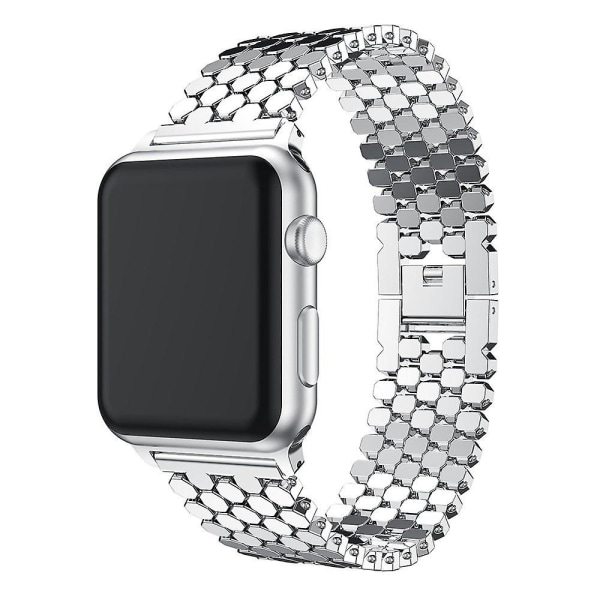 Silverkompatibelt Apple Watch Band 45 mm 44 mm 42 mm Damer Män Rostfritt stål Justerbart utbytesband för Apple Watch Se/iwa