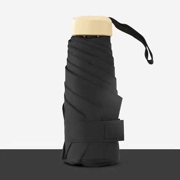 Miniparaply, portabelt reseparaply med uppgraderad ram, 210t svart gummiduk kompakt hopfällbart paraply, vattentätt, snabbtorkande, UV-beständig