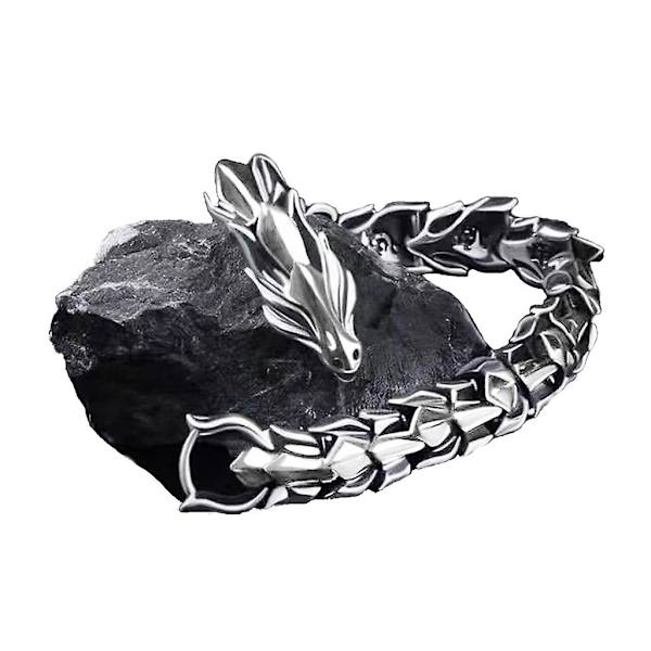 Dragon Keel Chain Bangle Armbånd Dragon Link Chain Håndled Armbånd Mode Smykker（22cm，Sølv）