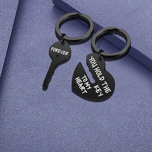 Par Keychain för Honom och Henne Alla Hjärtans Dag Presenter till Pojkvän och Flickvän Hjärtlås Evig Kärlek