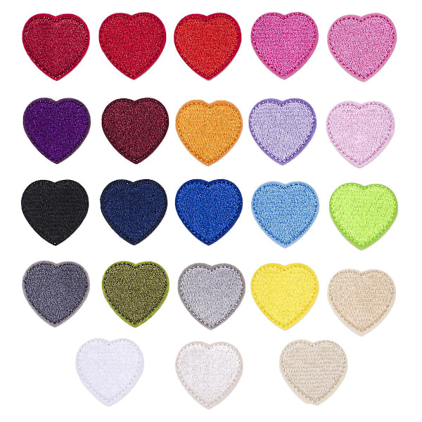 Dww-23 flerfarvede hjertebroderede patches 3,4*3,3 cm, broderede applikation klistermærker syning patches og badges stof reparation patches til tøj