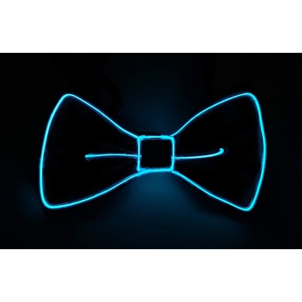 (Blå) LED lyser fluga med neonljus, unisex, tre blixtlägen, lämplig för karneval, cosplay, fest, Halloween, nattshow bardekoration