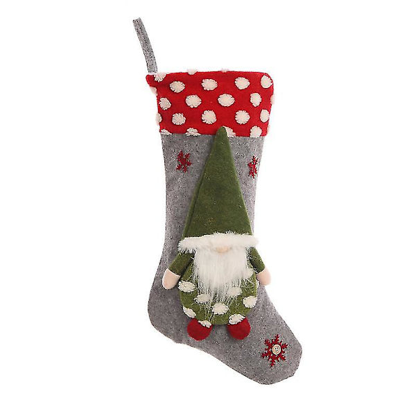 Jule Strømpe Med 3D Nisser Santa Loop Design Holdbar Lang
