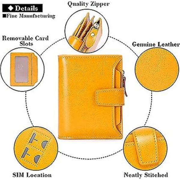 Damplånbok Smal myntplånbok i äkta läder Mynt med dragkedja för kvinnor och kort plånbok med anti-RFID-blockering för flera kort