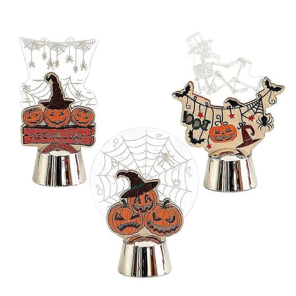Halloween Akryl LED-pynt med farveskiftende lys til natlampe og skrivebordsdekoration Spider web