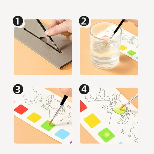 Pocket Akvarell målarbok Gör-det-själv-målning, återanvändbar målarbok Magic vattenmålning Målarleksaker för tidig barndomsutbildning