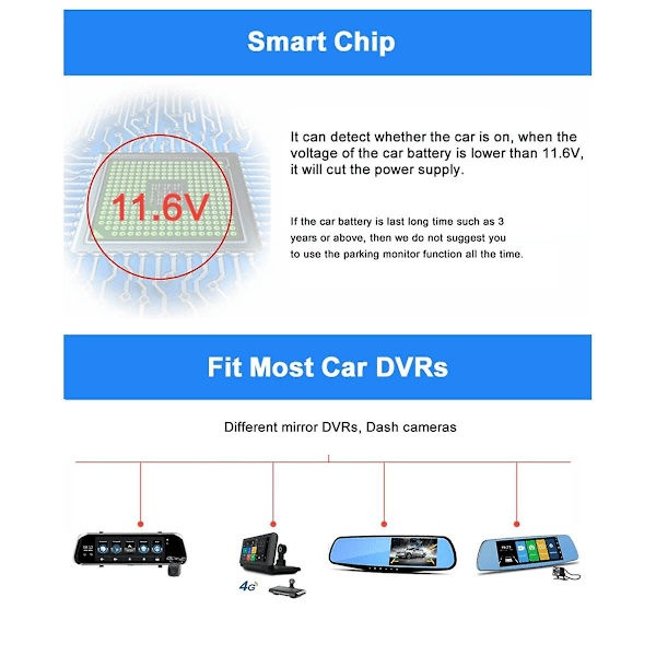 12/24V - 5V auton kojelautakameran johto 3,2 m peili DVR kiinteä kaapeli sarja videonauhuri Mini Micro-USB laturijohto（musta）