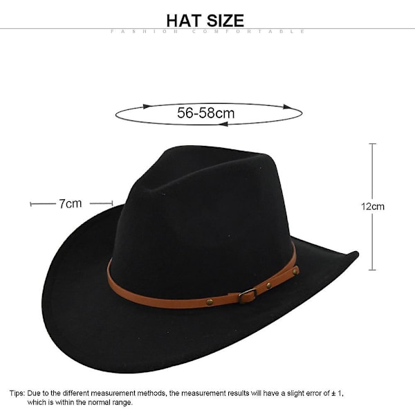 Kändes hatt retro imitation får hatt cowboy hatt bälte ull hatt nationell huva retro jazz hatt