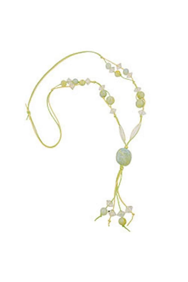 Halsband Pärlor Ljusgrön Gul - Gl01068
