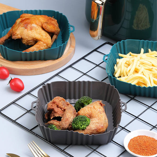 Airfryers ugns silikon bakplåt lätt att rengöra ugns bakplåt för Airfryer ugn mikrovågsugn（88G blå）