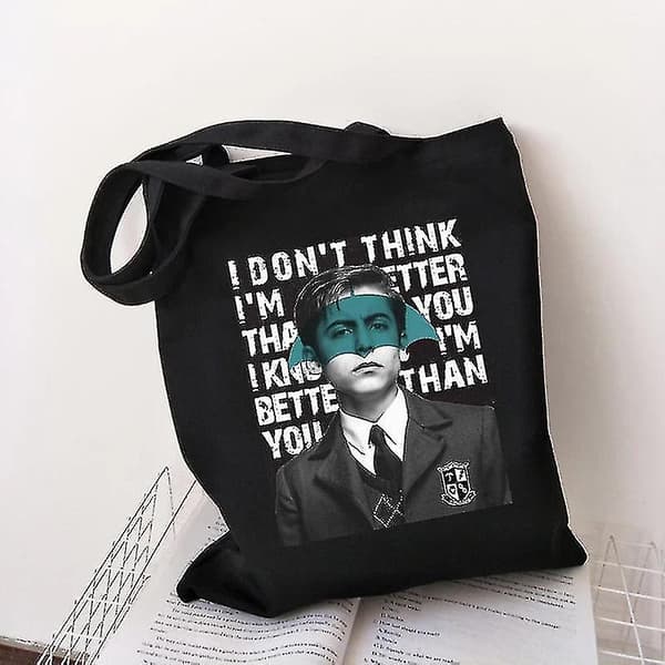 Trykte skulder Canvas vesker (hvit)