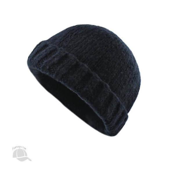 Hat Rund Top Strikket Hat Efterår Og Vinter Voksen Hundred Take Varm Uld Cap（navy）