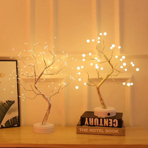 36LED 3D bordslampa, koppartrådsjulgran nattljus för inomhusbarns dekorationsfe