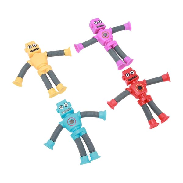 Teleskopiska sugkopprobotar leksak plast tecknad pussel för pojkar flickor (4PCS)
