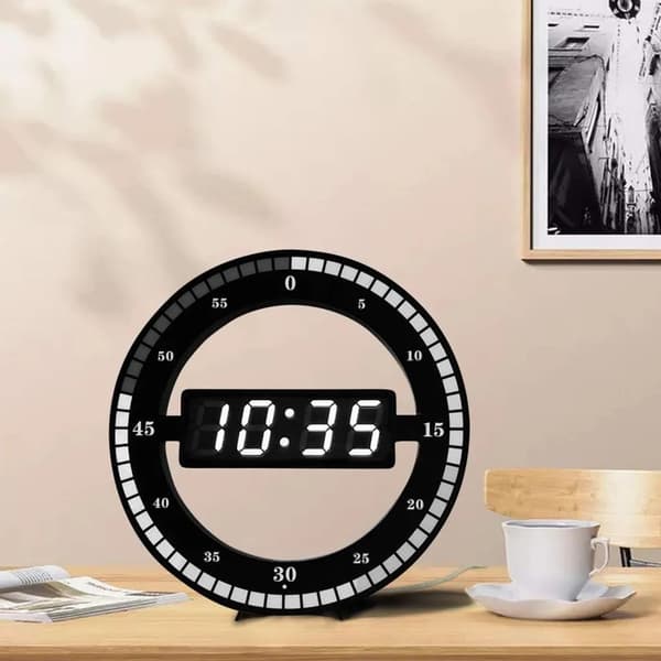 Väggklocka digital bordsklocka, svart elektronisk tyst väggklocka, 12'' klocka