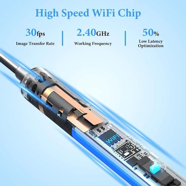 Ørerenser Ørevoksfjerner Otoskop Wifi Ørerenser Kamera, IP67,6 LED
