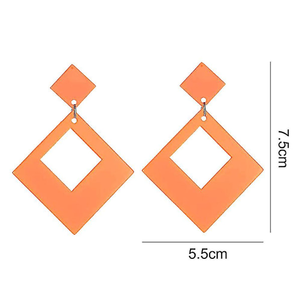 Kvadratiska överdrivna örhängen, långa uttalande örhängen（orange）