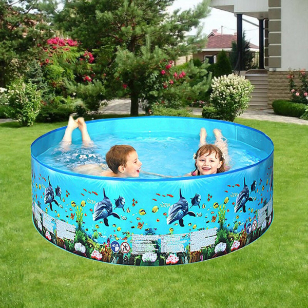 122 25 cm/48 9,8 tommer udendørs soppebassin rund form Sammenfoldelige bærbare svømmebassiner til børn Småbørn Sommer vandleg
