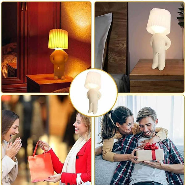 Kreativ lampe slem gutt sjenert mann liten nattlampe hjemmedekorasjon Eu-plugg (blå)