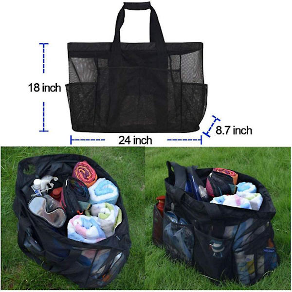 Strandtaske Strandhåndtaske Strandopbevaringspose Med Lynlåslomme Til Unisex