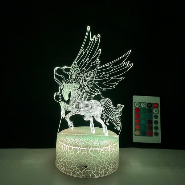 LED nattlys Unicorn Series 3D Illusion Lamp