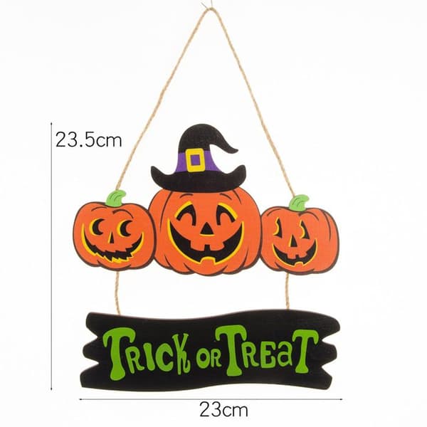 Festdekorasjon - KZQ - Halloween Dørskilt - Tre - Gresskar - 2 Stykker