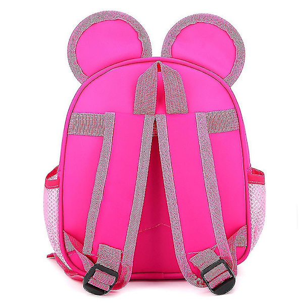 Disney Minnie Mouse 3D-ryggsäck för barn, småbarn, pojkar, flickor, söt tecknad ryggsäck, reseskolväska, dagisbokväska, ryggsäck, presenter (rosröd)