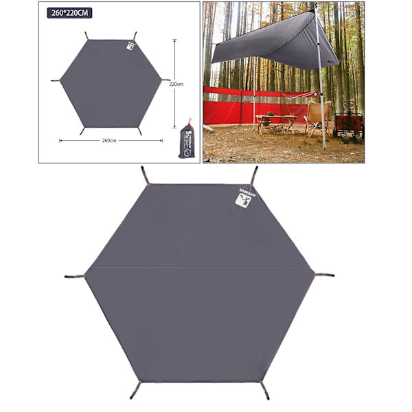 Tältfotspår Pu2000mm Utomhus Campingtält Presenning För Mark 220x260cm