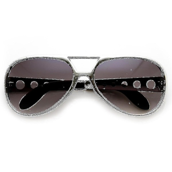 Store Elvis King Of Rock Rock Roll Tcb Aviator Solbriller（Sølv）