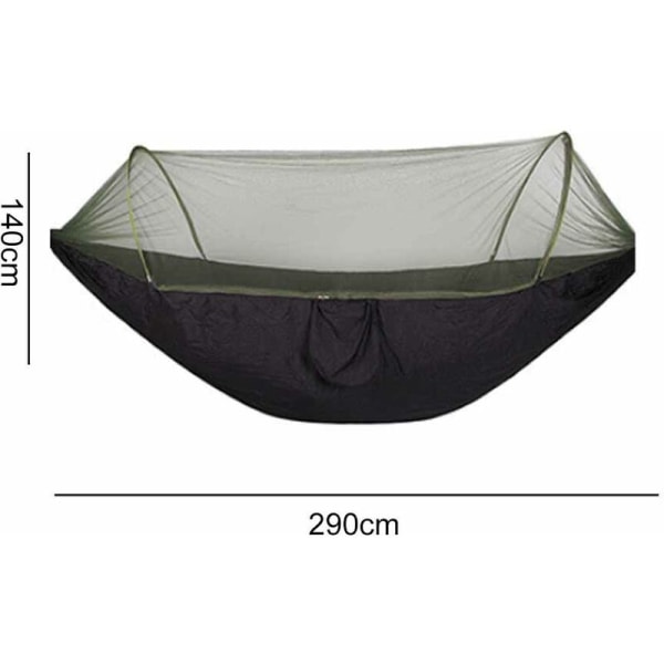Campinghængekøje med myggenet, udendørs rejsegynge Sovehængekøje til vandrere - Sort
