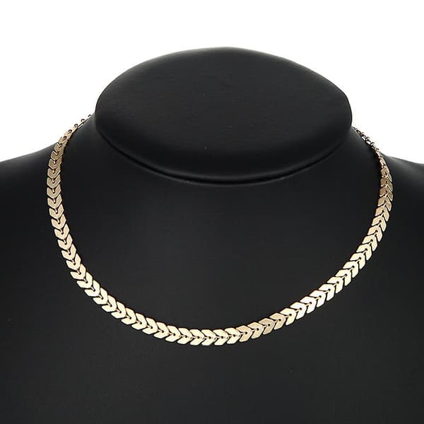Dww-2pc Trendy Delicate Chevron Choker Halskæde - Guld Kæde - Boheme Smykker til Kvinder og Piger
