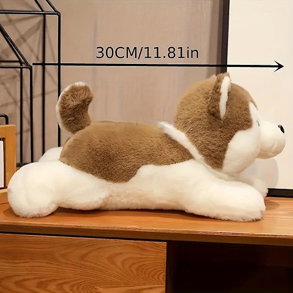Pehmolelu Husky-nukke Kangasnukke Sänky Eläinnukke Tyyny Tyttö Nukkuva Nukke（ruskea）