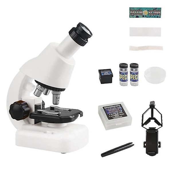Lasten mikroskooppisarja Lelut HD 1200 kertaa DIY Biologinen kokeilu Suurennuslasi lapsille Aloittelijoille Valkoinen（Valkoinen）