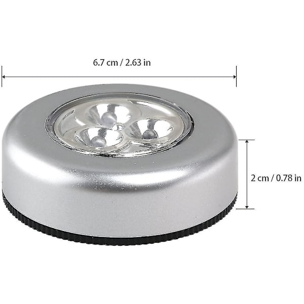 3 LED-lampor på batterier - Du måste trycka på dem för att slå på dem - Vitt ljus (6 st)
